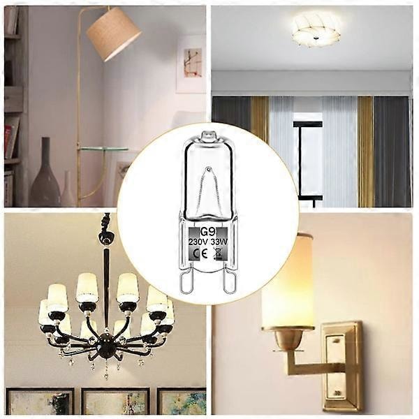 12-pakning G9 Halogenpærer 33W 230V 2800K Varmhvit 380lm Klar Kapsel Halogenlamper Dimbar Ingen Blinking Ingen Flimmer [HK]