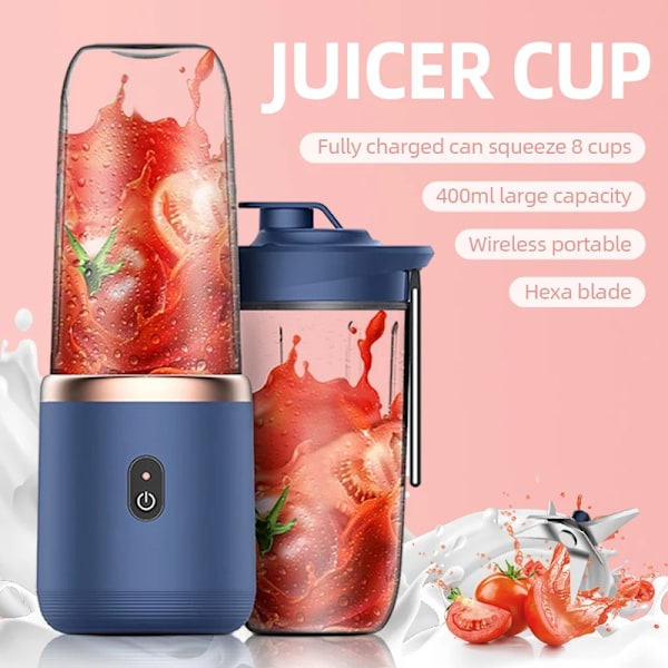 6 Smoothie-mikser Blender automatisk liten elektrisk juicer ida blue double cup