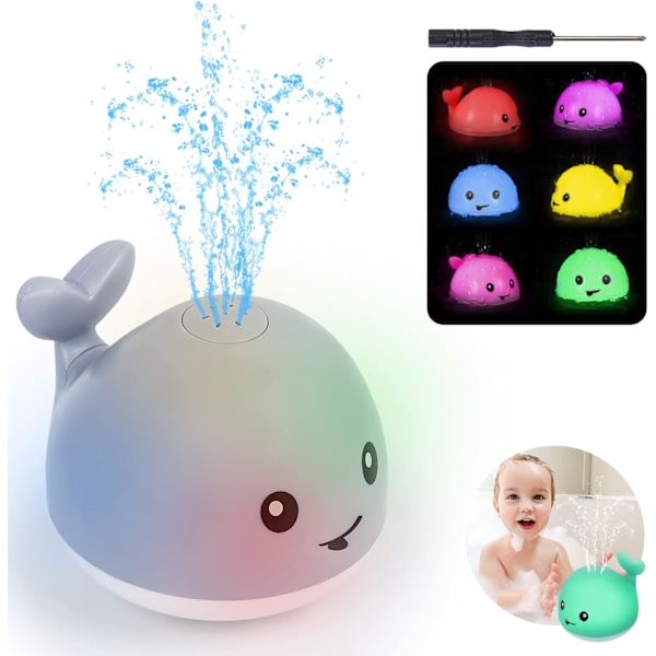 Babybadleksak Val, Vattensprutande, Lyser Upp, Barnleksak sjx *H