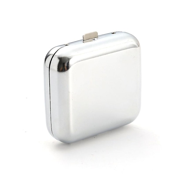 Fyrkantigt fickaskfat i rostfritt stål med lock, portabelt askfat i metall rostfritt Stainless 1pc