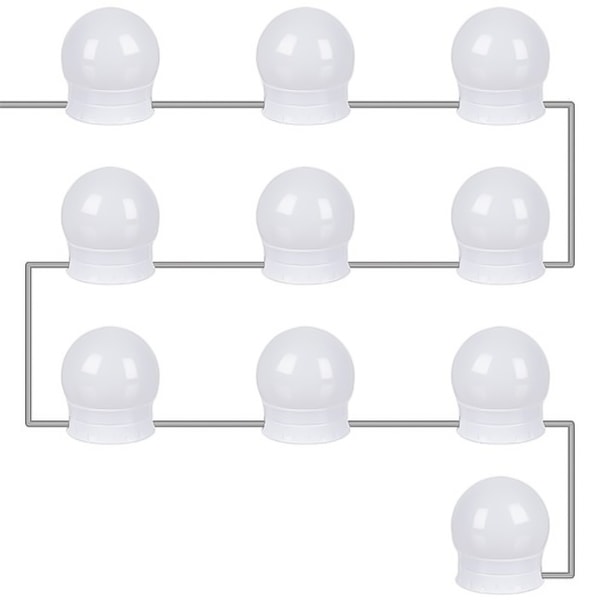LED-lampor för sminkspegel sminkbord - Fästs runt spegeln Vit White