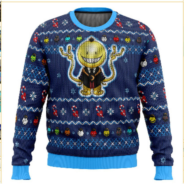 Gul blæksprutte grim juletrøje Pullover Mænd 3D Trøje Topper L Yellow octopus