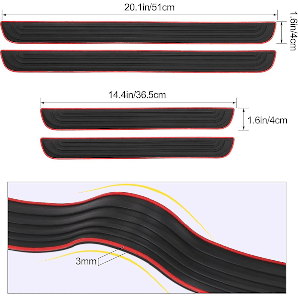 4 st dörrtröskelskydd för bil Universal tröskelskydd Panel steg skydd