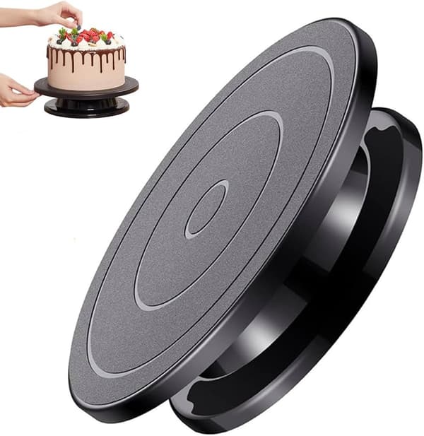 ING Kagefad - Roterende Kagefad - Kagefad med Base - Kagespinner - Diameter 27,5 cm - Sort