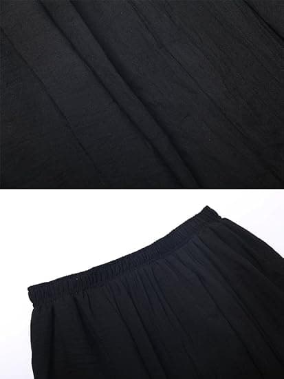 Elastisk midje lang flytende bohemsk bomull uformelt maxiskjørt for kvinner og jenter, svart black 95CM