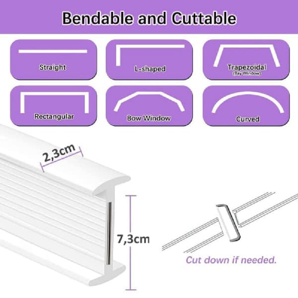 Flexibel och kapbar böjbar gardinskena 2 meter 2-p 2 meter 2-Pack