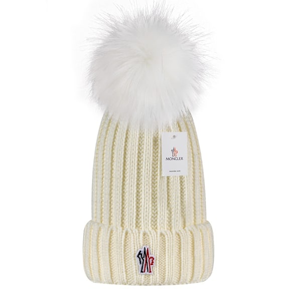 Monipuolinen villainen talvihattu, lämmin villahattu, neulottu villahattu, valkoinen pallo, valkoinen white moncler Small label