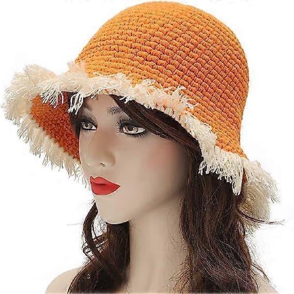 Dam Vinter Bucket Hat Mode Stickad Klockhatt Enfärgad Varm Virkad Mössa