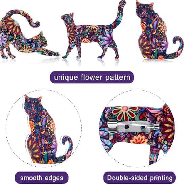 3-pack Akryl Kattbrosch Söt Olika Djurmönster Slagsnålar