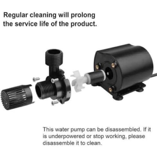 Mini 12V vattenpump (800 L/h, 4,5 m lyft) — 15W liten dränkbar pump, dammpump, fontänpump, vattenpump