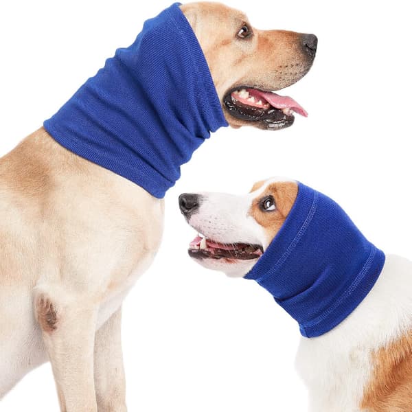 Hunde-ørekopper, Hunde-ørekopper Hundetrøje til støjbeskyttelse Angstdæmpende Beroligende Hals- og Ørevarmere til hunde og katte (Blå, Medium)