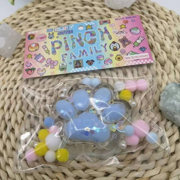 Håndlaget Taba Squishy Stor Katt, Søt Kattepote Squishy for Voksne og Barn - Perfekt, Høy Kvalitet Ekstra Stor og Myk for Avspenning blue Transparent