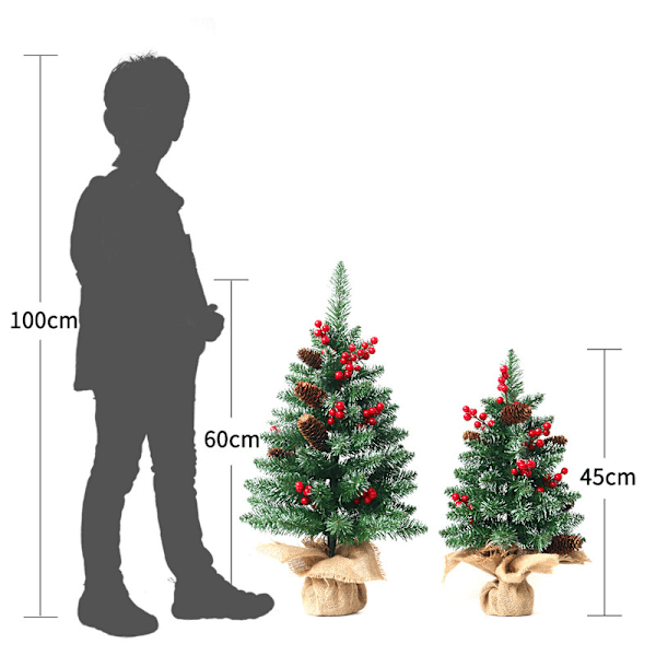 45cm mini juletre med furukongler, skrivebordssimuleringsplante kontorpynt, julepynt No lights