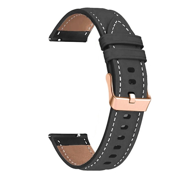 Lærreim for smartklokke til HUAWEI WATCH GT 4 41mm/Garmin Venu 3S/Venu 2S - Roségullspenne 18mm armbåndsrem i lær, svart Leather black HUAWEI GT 4 41mm