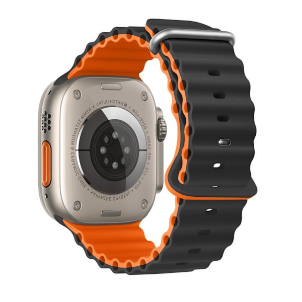 Ocean rem F?r Apple Watch Ultra 2 armbånd 49mm 45mm 44mm 40mm 41mm 42mm 49 mm silikon stropp armbånd iWatch serie 9 7 6 3 se 8 Svart-oransje Y Black-orange 42mm 44mm 45mm 49mm