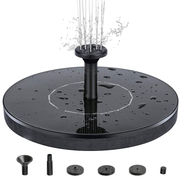 Solcellsdriven vattenfontän 16 cm Svart zX