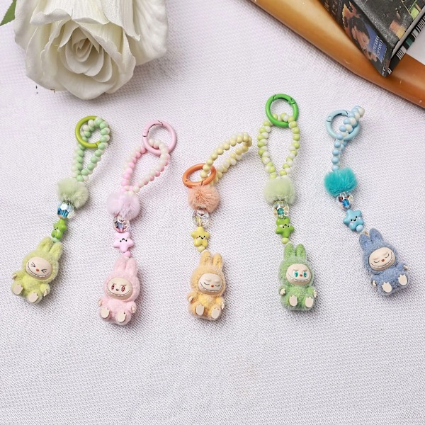 Kawaii Mini Labubu Avaimenperä Sarjakuva Luova Kolmiulotteinen Nukke Opiskelijat Koululaukku Riipus Auton Avaimenperä Naisille ja Miehille Lahjoja E