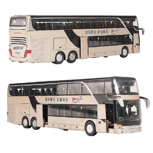 Setra Bus Legetøjsbil til Drenge Trykstøbt Metalmodel til Børn Træk Tilbage Miniature Lyd Lys Pædagogisk Samlerobjekt Gave Børn Dark Khaki
