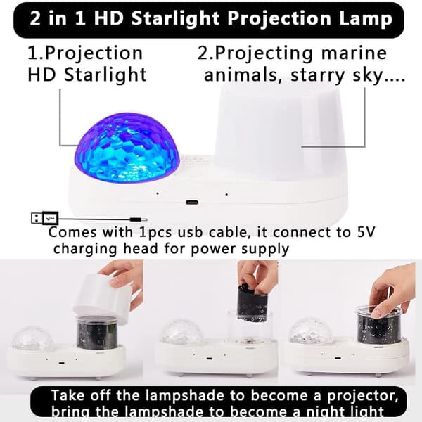 Roterende LED Stjernelys Lampe Nattlys Baby med Fjernkontroll
