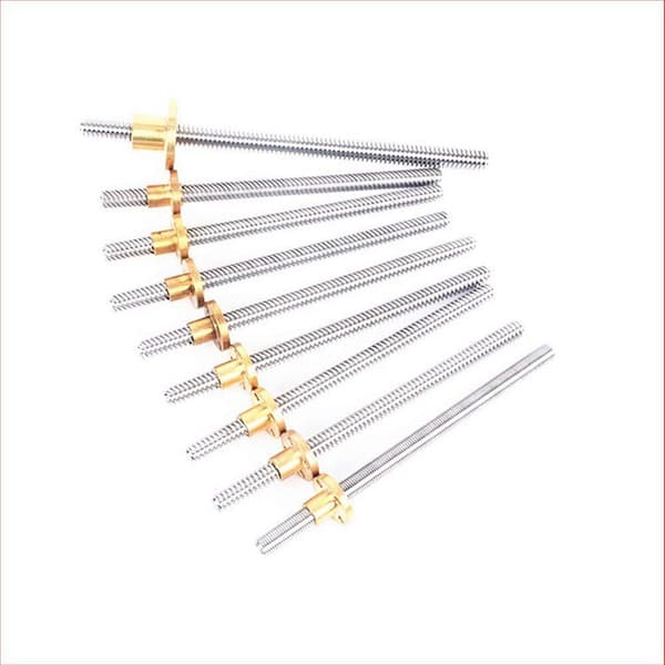 8mm T8 gjenget stang i rustfritt stål med T8 mutter for 3D-printer, 150mm 150mm