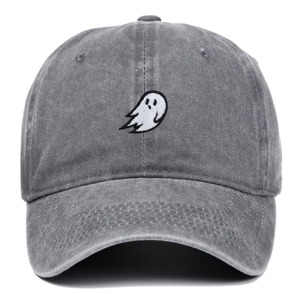 Ghost broderet denim vasket kasket Grey