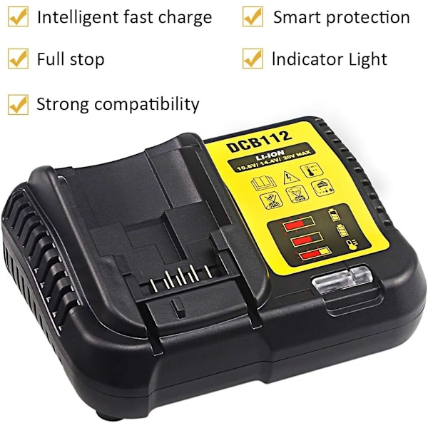 DCB112 Lader for Dewalt 10,8V / 14,4V / 18V litiumbatteri