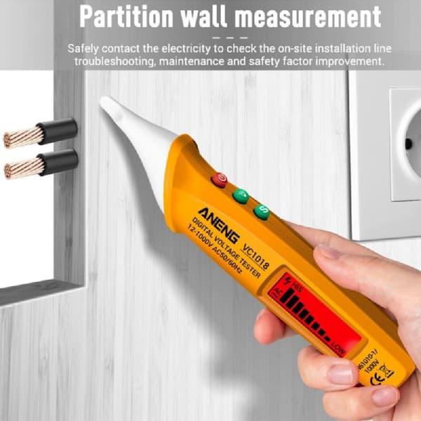 Voltmeter Elektrisk Sensor Testpenna Digital AC Spänningsmätare Orange