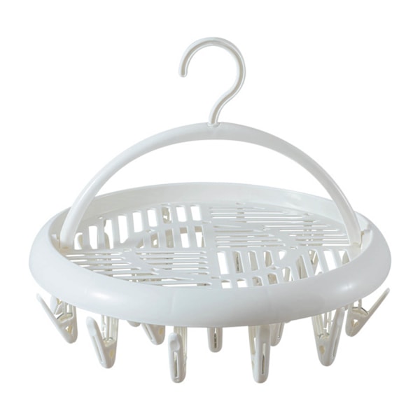 Round drying rack Clothes hanger Plastic Round clothes hanger with clips for socks Underwear White Y