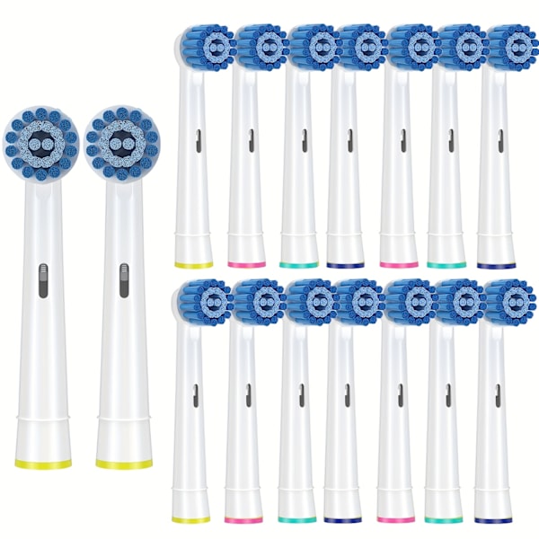 8-pakning med sensitive tannbørstehoder kompatible med Oral B Braun elektrisk tannbørste. Myk børste for overlegen og skånsom rengjøring Y 16cs/Pack