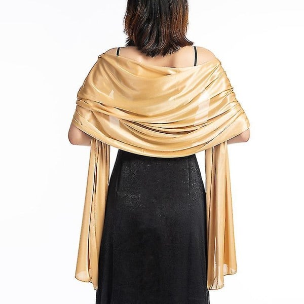 Sjal Kjole Aftenfest Wrap Bryllup Satin Ren Farve Kappe Shrugs Boleros 200*70cm Champagne Guld Champagne Guld sjx