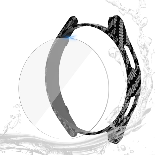 Glas+ fodral för Samsung Galaxy Watch 6/6 Classic Vattentätt PC Galaxy Watch 6/6 Classic 40/44/43/47 mm skydd+ skärmskydd Kol Svart Y Carbon Black Watch 6 Classic 47mm