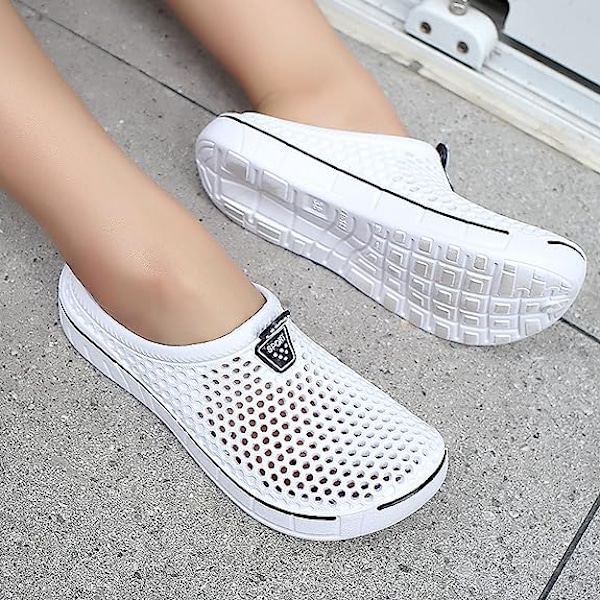 Unisex Träskor Casual Tofflor Snabbtorkande Sandaler Vit White 37