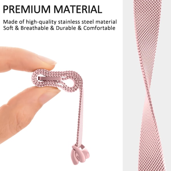 Armbånd Kompatibelt med Xiaomi 8 Menn Kvinner, Metallarmbånd for Xiaomi Mi Band 8 Magnetisk Rustfritt Stål Mesh Armbånd med Sterk Magnetisme Rose Powder