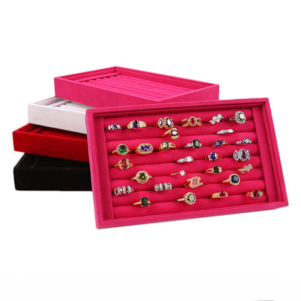 Ring opbevaring fuzzy box - Flere farver Röd Red