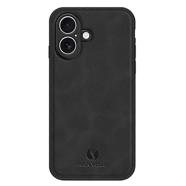 ANNYOJO Kompatibelt etui til iPhone 17 PU-læder + PC + TPU Anti-dråbe telefoncover (sort)