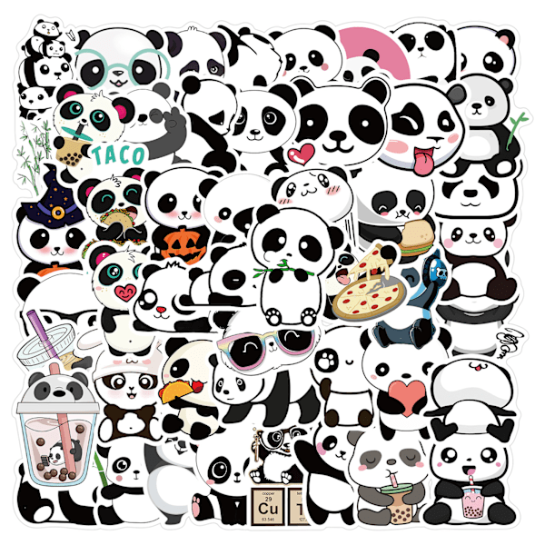 50Pcs Cartoon Panda Graffiti Stickers - Waterproof Decals for Personalizing Motorcycles, Luggage, and More (4-6cm)