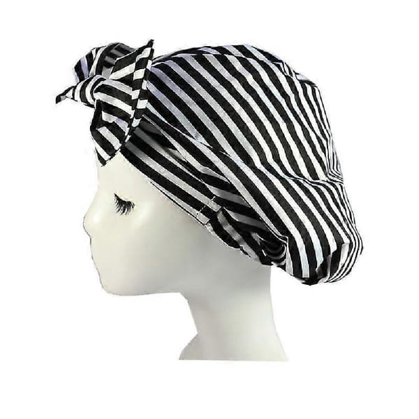 Luksus dusjhette for kvinner Vanntett gjenbrukbar dusjhette for langt hår Trendy dusjhette Stripe