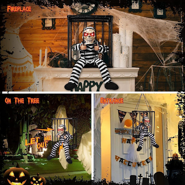 Huutavat animoituvat Halloween-koristeet ulko- ja sisätiloihin, liikeanturilla varustettu luuranko Halloween-koriste, haamu Halloween-rekvisiitta The Hijab Prisoner