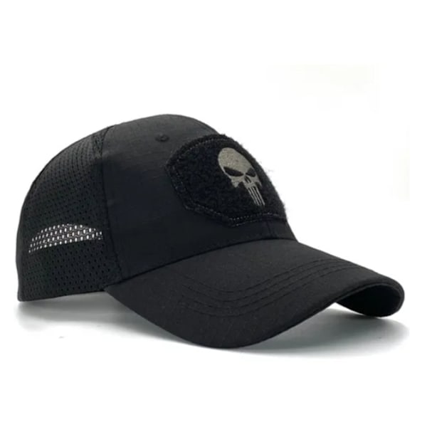 Adjustable Black Skull Cap with Soft Elastic and Stylish Embroidered Hip-Hop Design for Men
