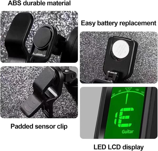 Digital Clip-On Guitar Tuner med LCD til Akustisk, Elektrisk, Bas & Ukulele[ZHE]
