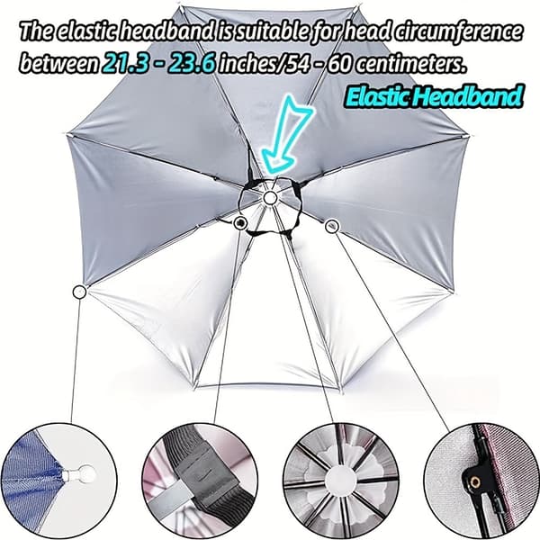 UV-skyddande paraplyhatt med justerbart pannband för solskydd Raindrop Blue