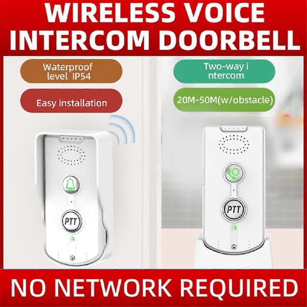 1000M Trådløs Audio Dørtelefon Hvit