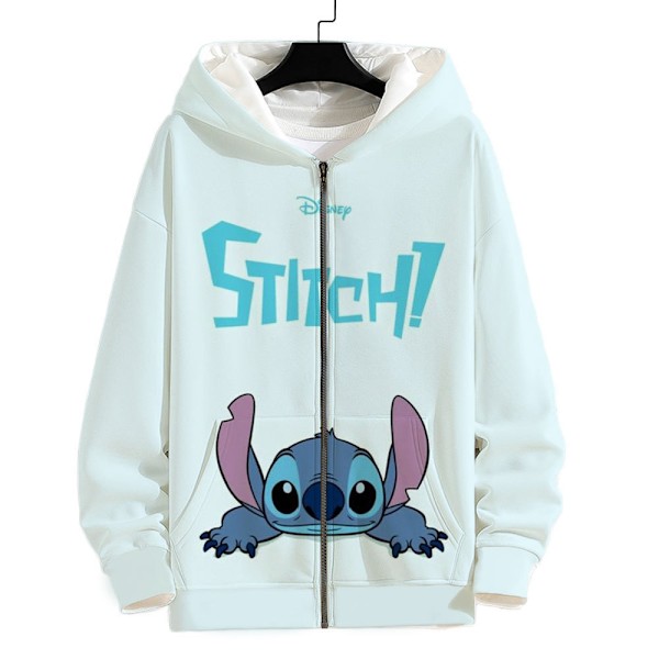 Stitch Hoodies Genser med Glidelås Jakke Topp Yttertøy Fans Gave Hjemkomst 3D A12 4XL