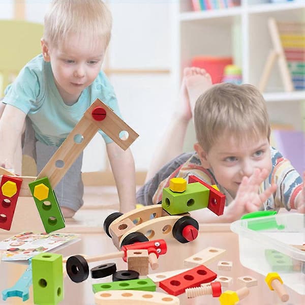 Lasten simulaatio puutyökalut ruuvi mutteri yhdistelmä DIY purkulelu