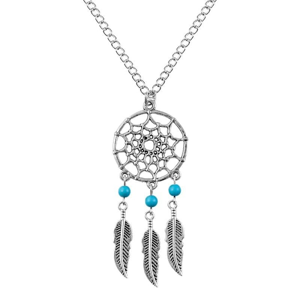 Halskjede Drømmefanger Mandala Turkis Boho Hippie Rustfritt Stål Kjeder. Turkos Turquoise
