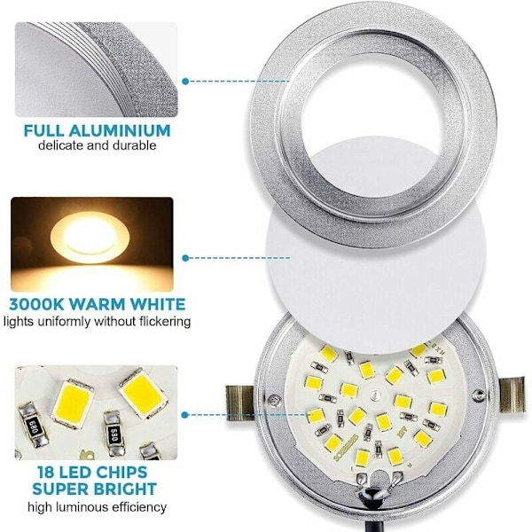 LED infälld spotlight 3W 12V infälld taklampa rund dimbar 240 lumen varmvit IP44 festlig