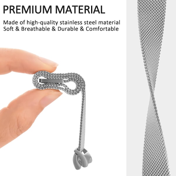 Armbånd Kompatibelt med Xiaomi 8 Menn Kvinner, Metallarmbånd for Xiaomi Mi Band 8 Magnetisk Rustfritt Stål Mesh Armbånd med Sterk Magnetisme Silver