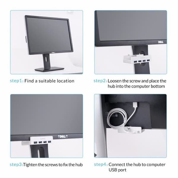 USB 3.0-hubb - 4 portar - Smart laddning - Aluminium - Silver