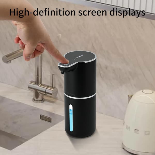 Automatisk sæbedispenser - Automatisk sæbedispenser sort - Berøringsfri sæbedispenser 4 niveauer justerbar elektrisk - Til køkken - badeværelse - hotel ...