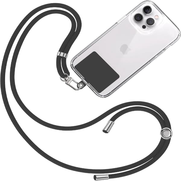 1 stk (svart) justerbar avtakbar mobiltelefonhalsstropp